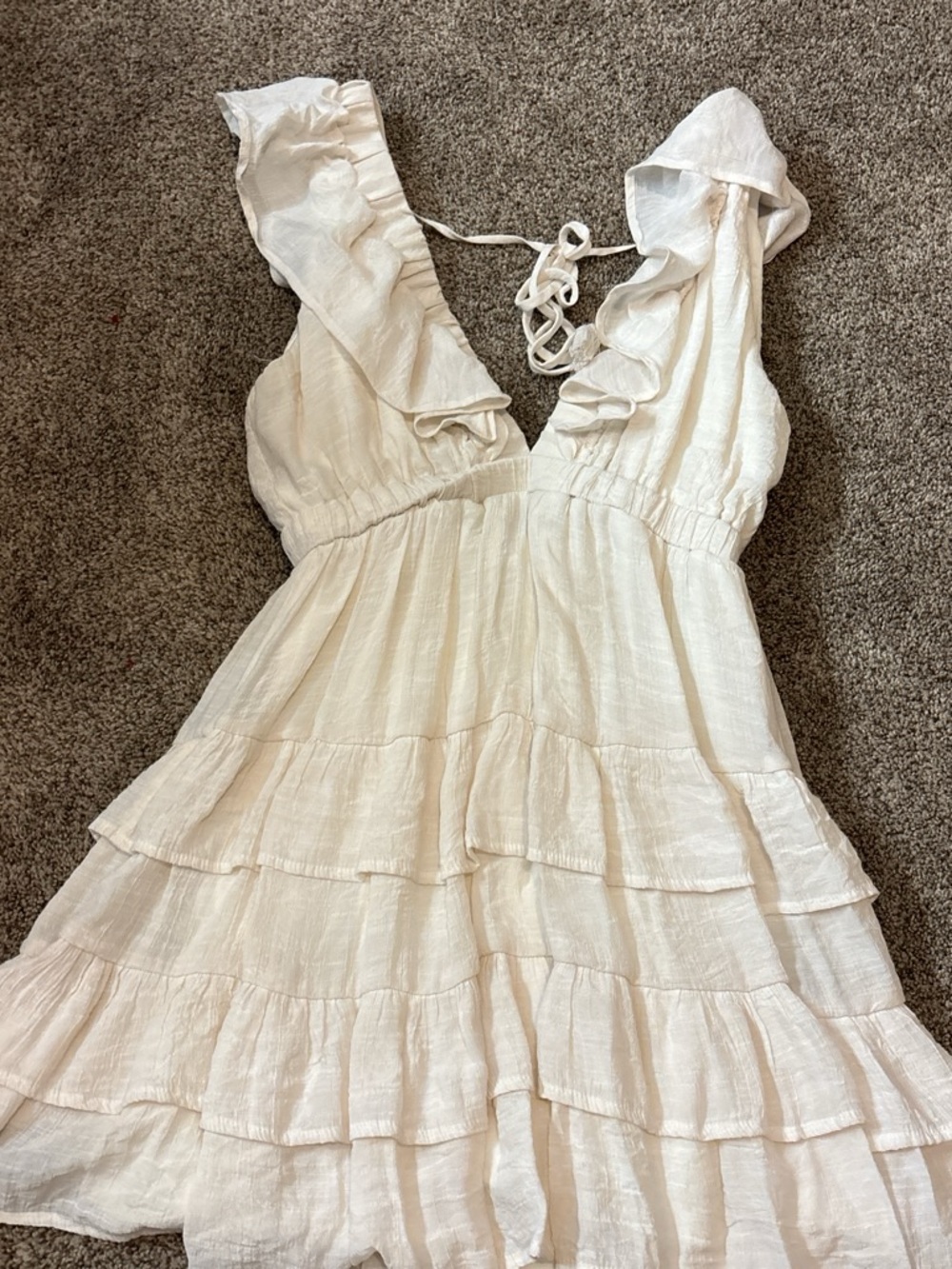 Women’s Cream Ruffled Tiered Summer Dress